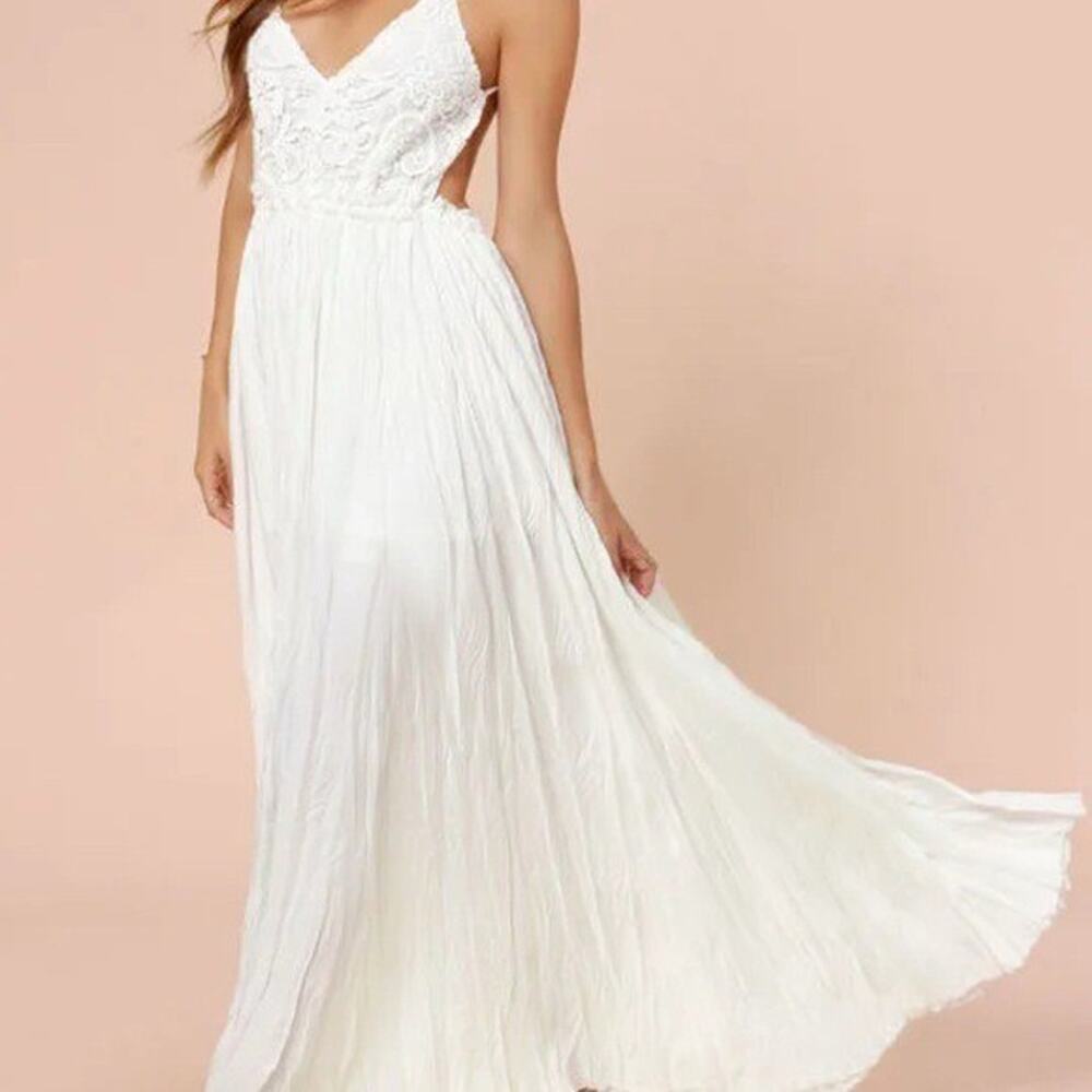 Lulus Snowy Meadow Crocheted Ivory Maxi Dress XL A001472 - Picture 3 of 12